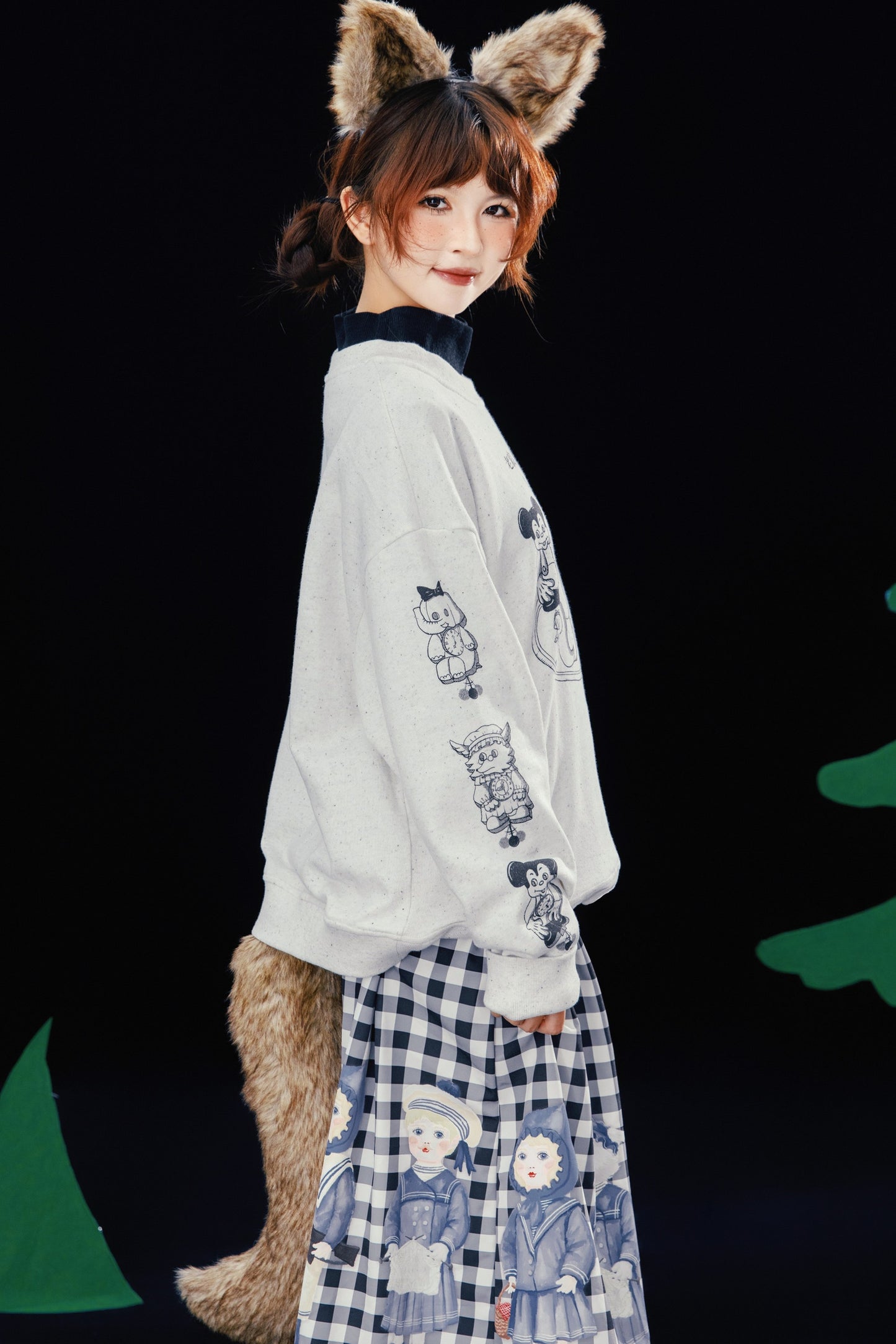 Old Wolf Asymmetrical Gray Speckled Sweatshirt