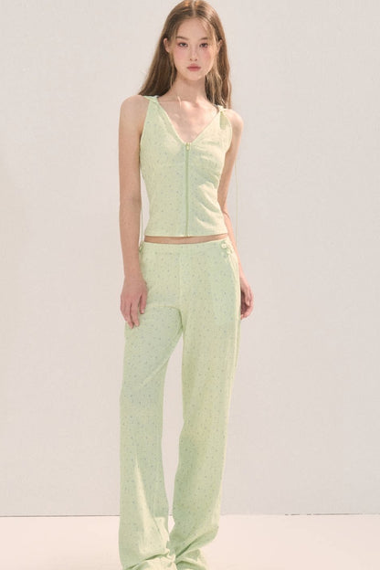 Pantaloni a gamba dritta verde chiaro dalla vestibilità morbida