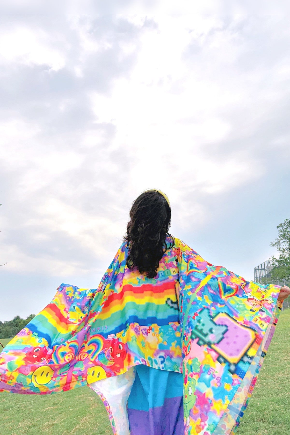 Rainbow Smiley Print Oversized Top