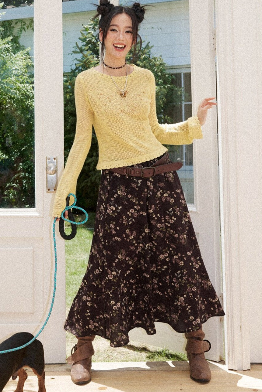 Butterfly Crochet Knit Top