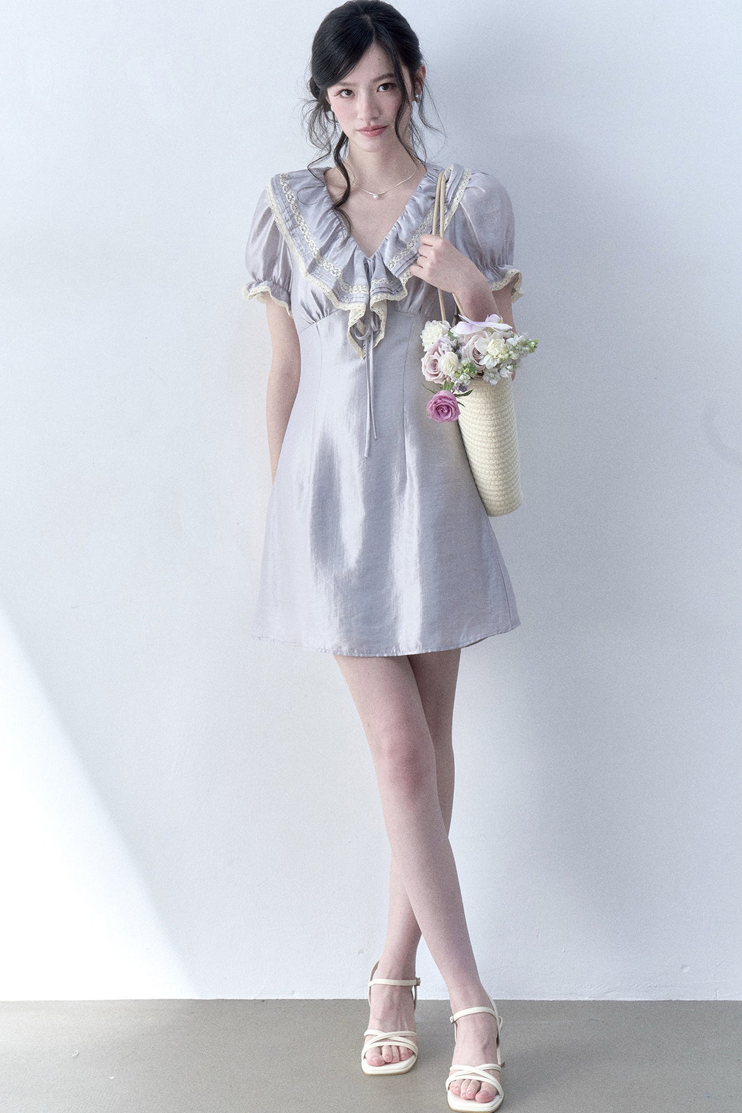 Moonlit Ruffled Puff Sleeve Dress