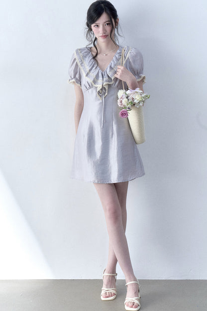 Moonlit Ruffled Puff Sleeve Dress