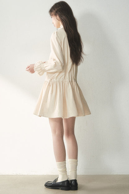 Lace High Collar Ruffle Dress