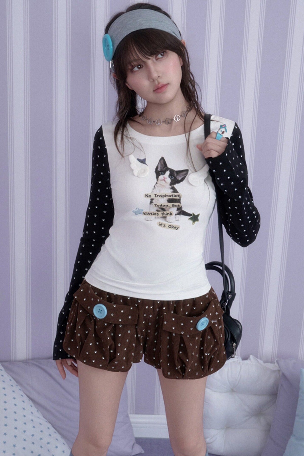 Corduroy Paw Print 3D Pocket Flower Shorts