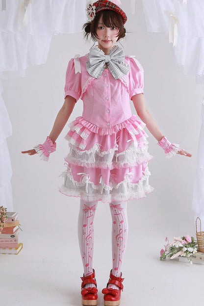 Pink Showa Retro Striped Top
