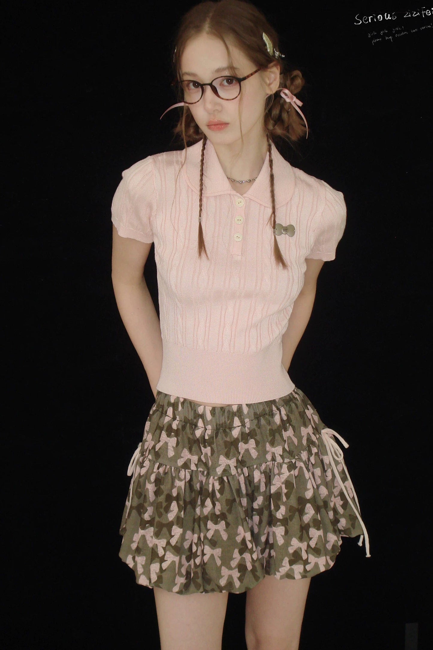 Pink Knitted Short-Sleeve T-Shirt