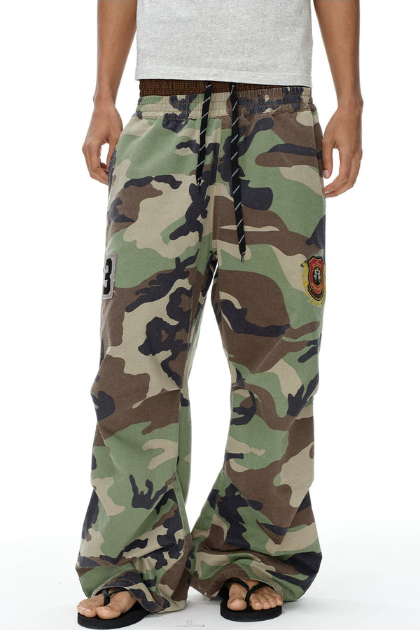 Retro Double-Waist Camouflage Pants