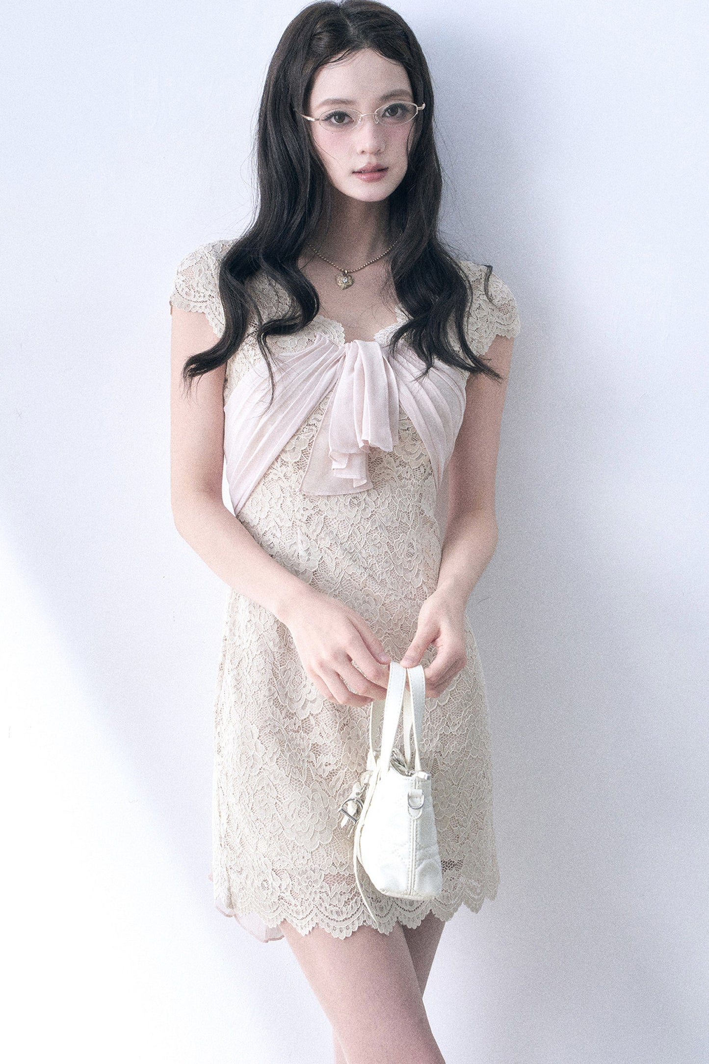 Elastic Lace Waist-Cinching Dress