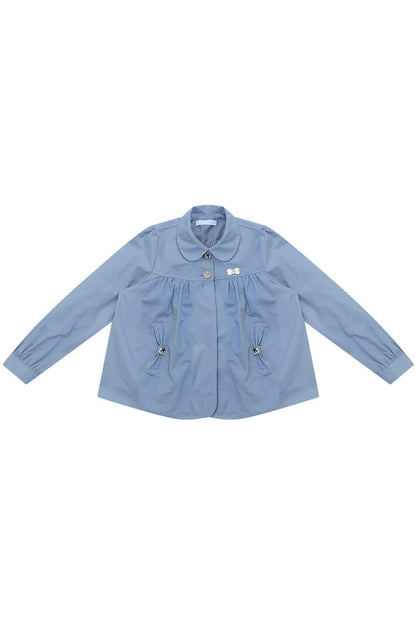 Blaue Workwear-Jacke mit Bubikragen