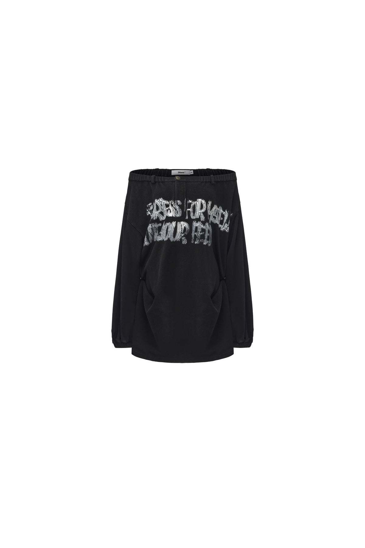 Cracked Graffiti Off-Shoulder T-Shirt