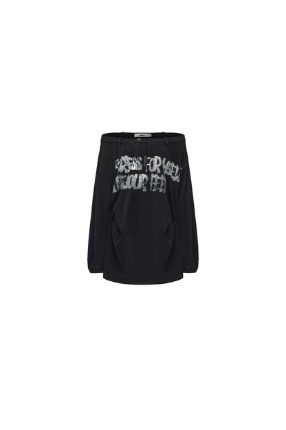 Cracked Graffiti Off-Shoulder T-Shirt