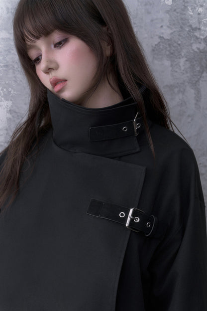 Black Pleated Trench Coat