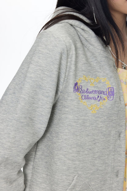 Frog Layered-Look Hooded Cardigan