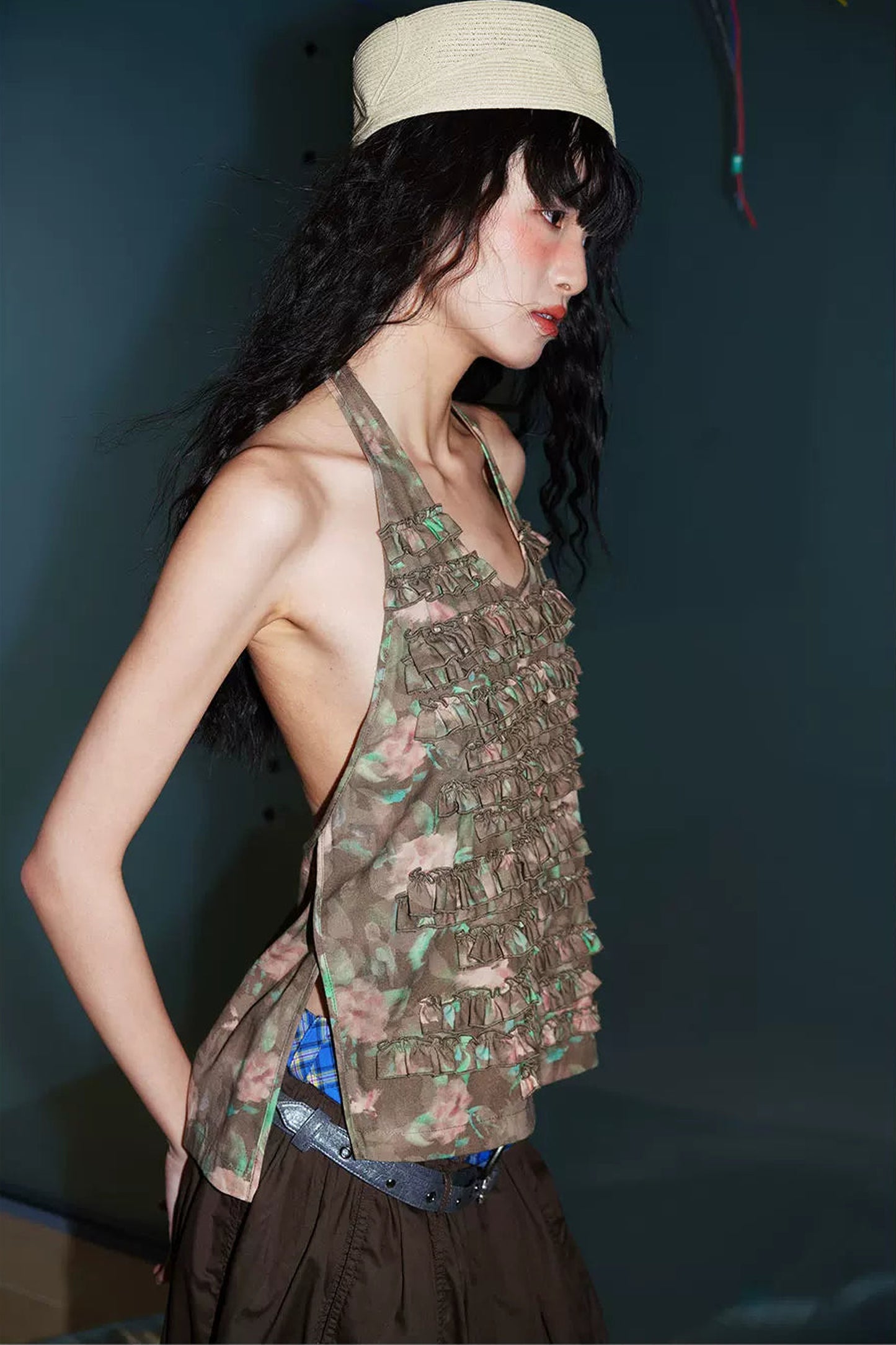 Layered Ruffle Halter Top