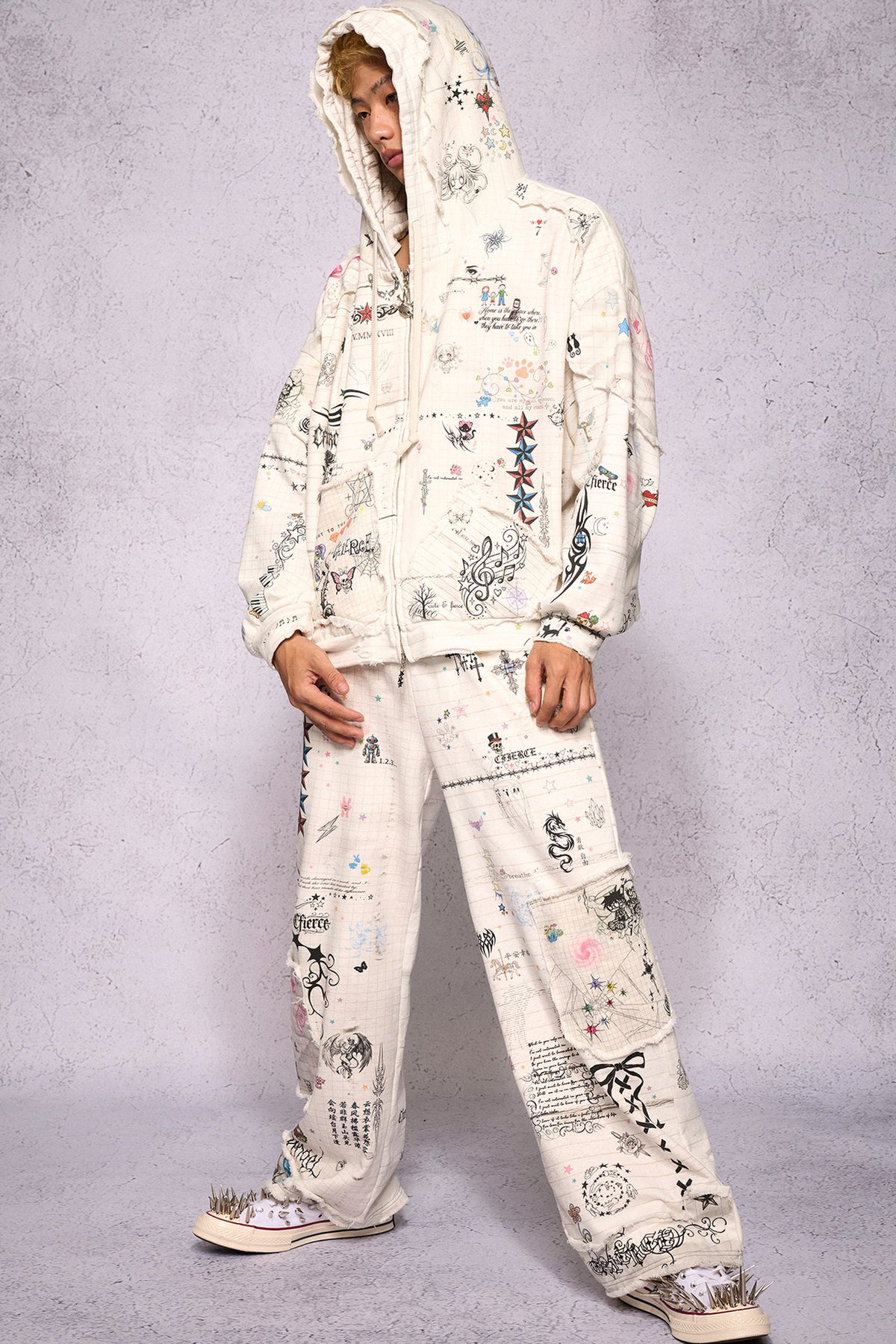 Torn Manuscript Fragmented Sweatpants