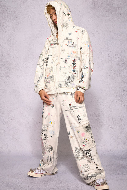 Torn Manuscript Fragmented Sweatpants