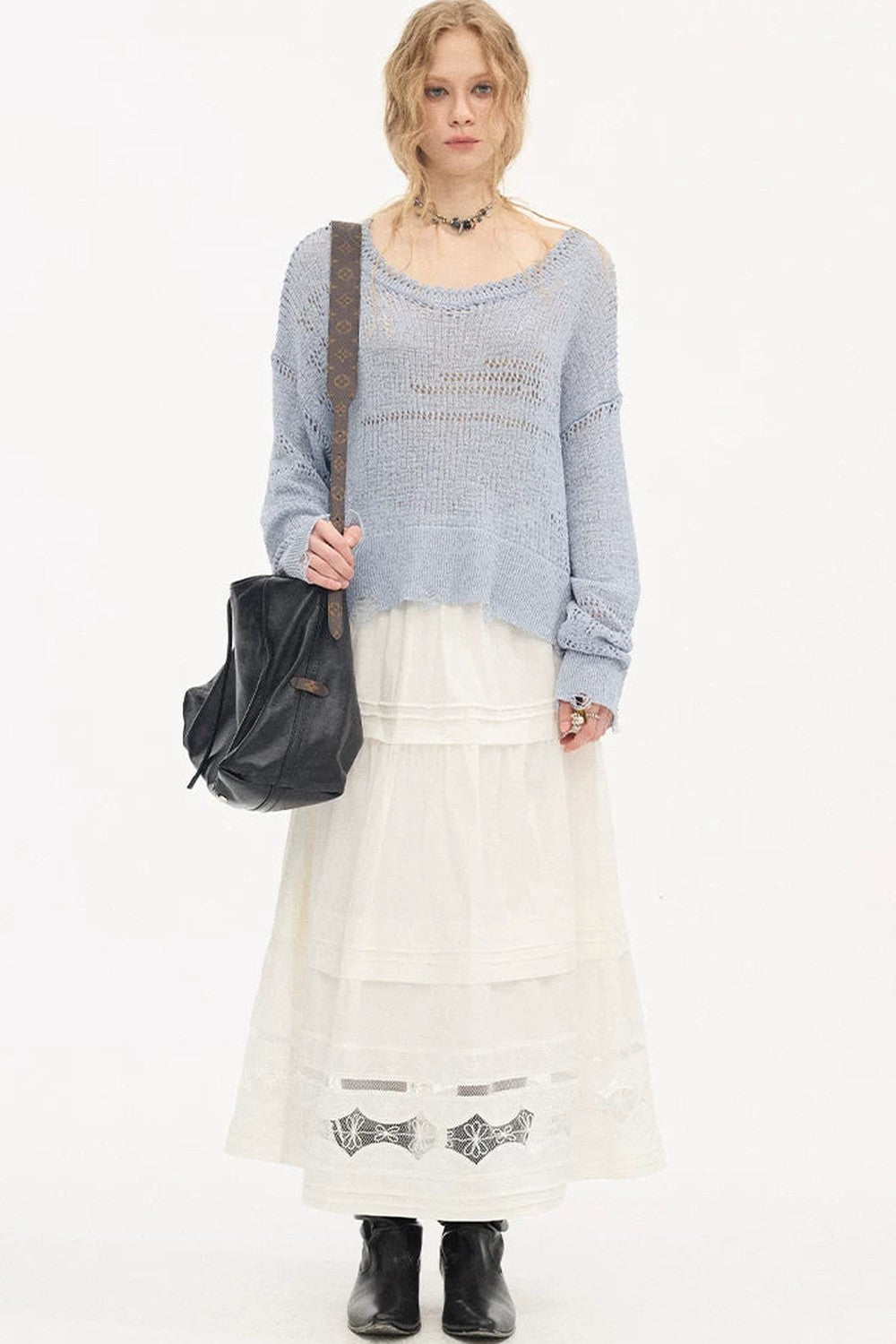Hollow Lace A-Line Skirt