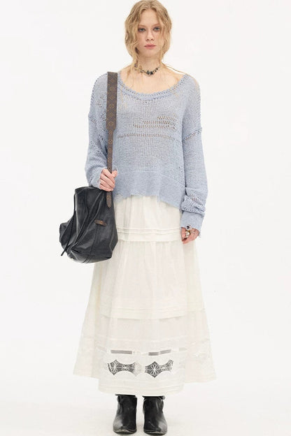Hollow Lace A-Line Skirt