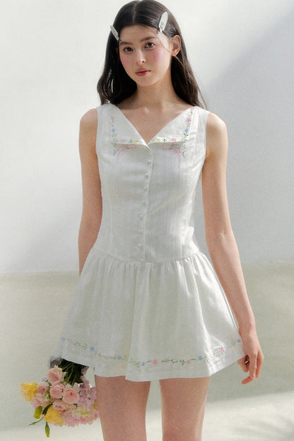 White Embroidered Summer Dress