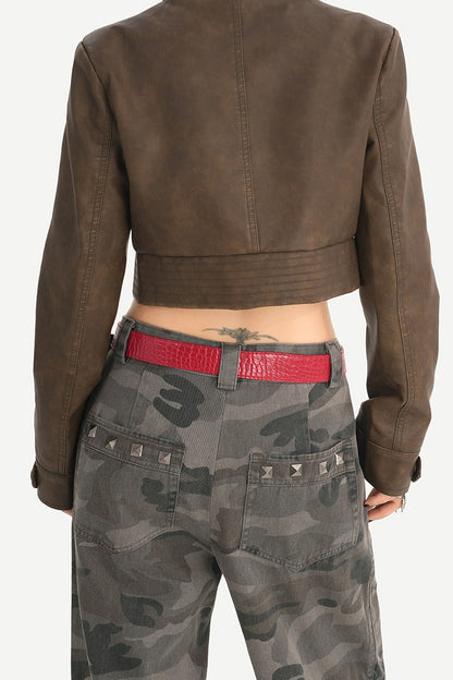 Vintage Distressed Washed Leather Jacket