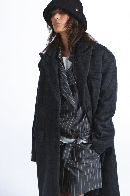 Double-Sided Wool Silhouette Lapel Coat