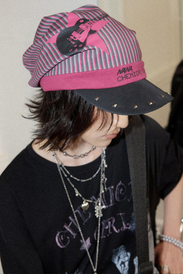 Color-Blocked Pinstripe Beanie Cap
