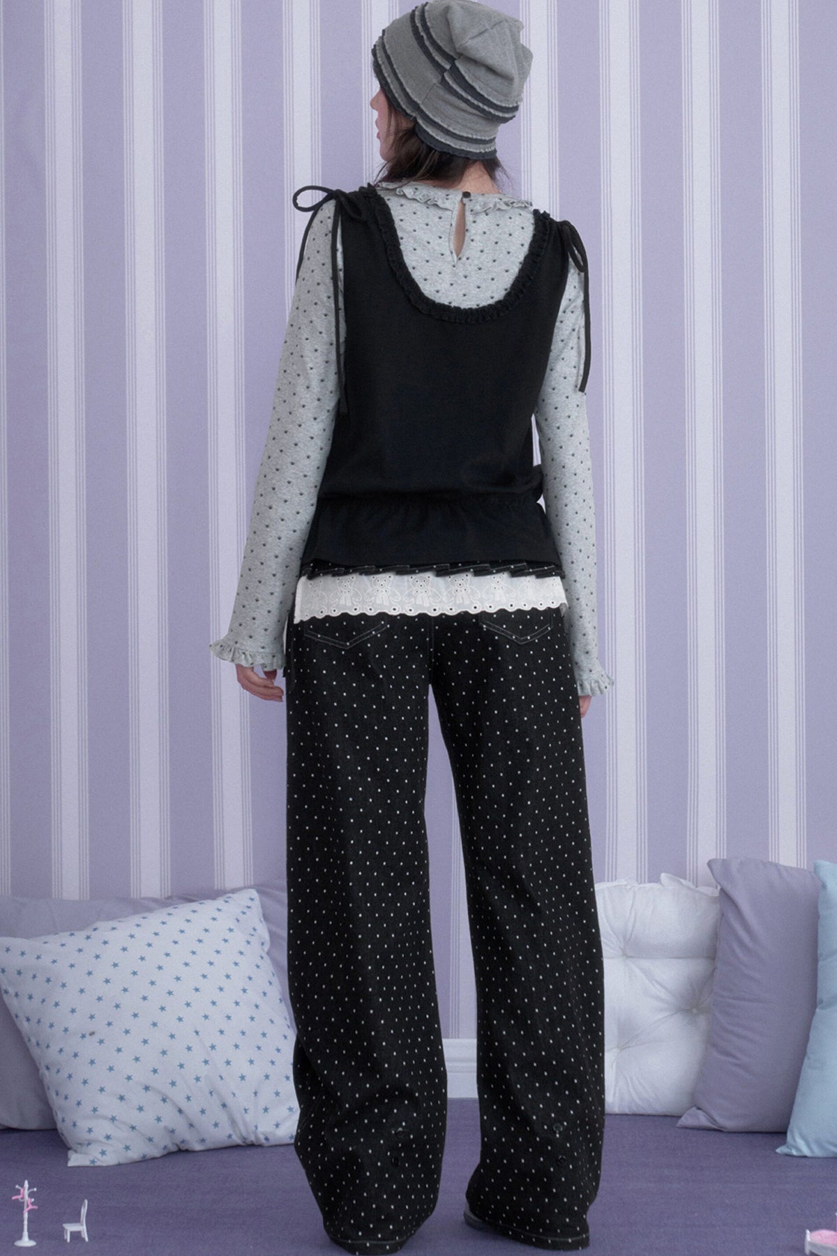 Y2K Gray Black Layered Vest Top Set-Up
