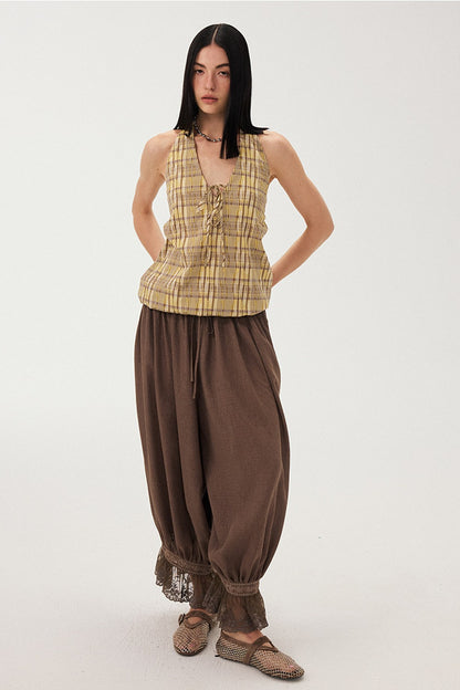 Black and White Plaid Halter Camisole