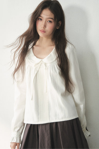 White Doll Collar Lyocell Blouse