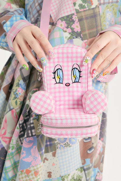 Borsa a tracolla a quadri floreali stile sofa