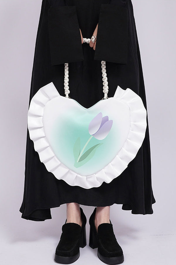 Tulip Heart Woven Crossbody Bag