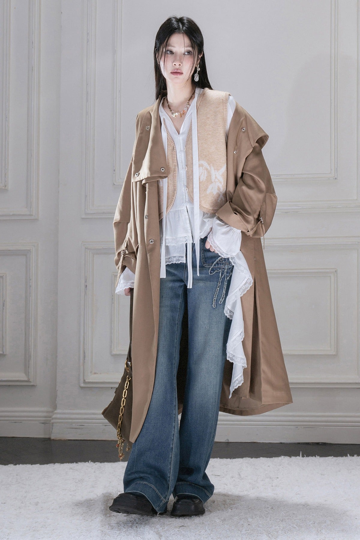 Milk Brown Wool Jacquard Vest