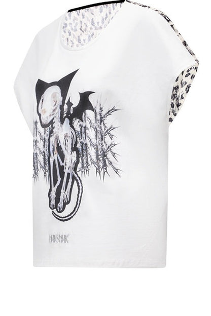 Cat Skeleton Leopard Print Top