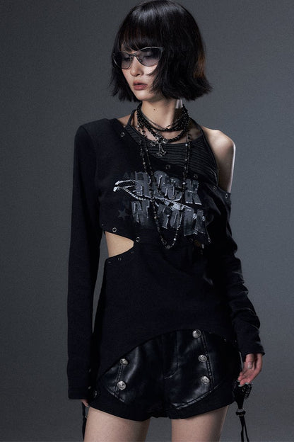 Cut-Out Asymmetrical Rock T-Shirt