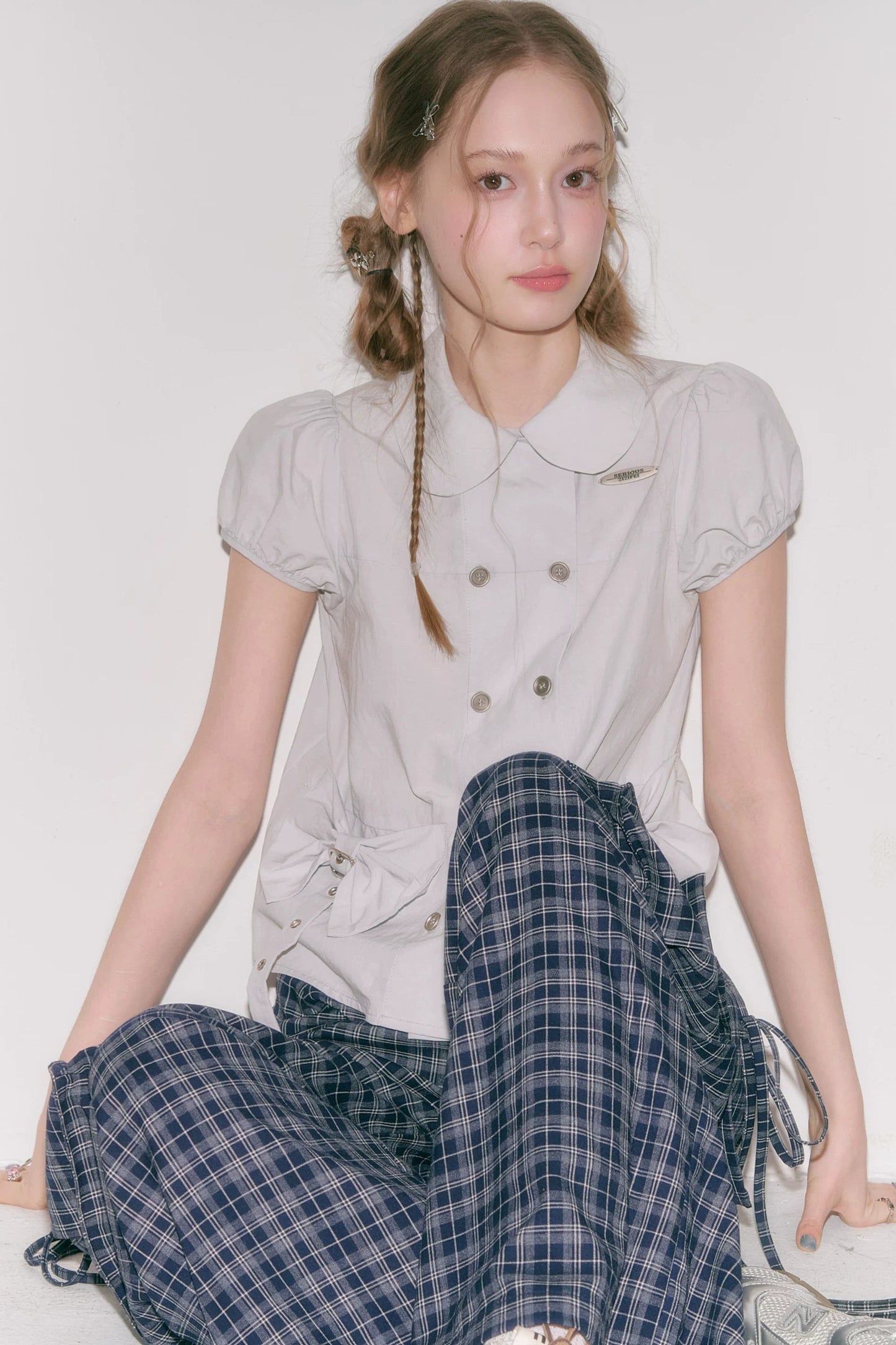 Misty Bow Puff Sleeve Blouse