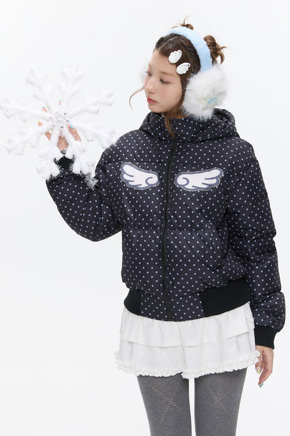 Hooded Polka Dot Down Jacket
