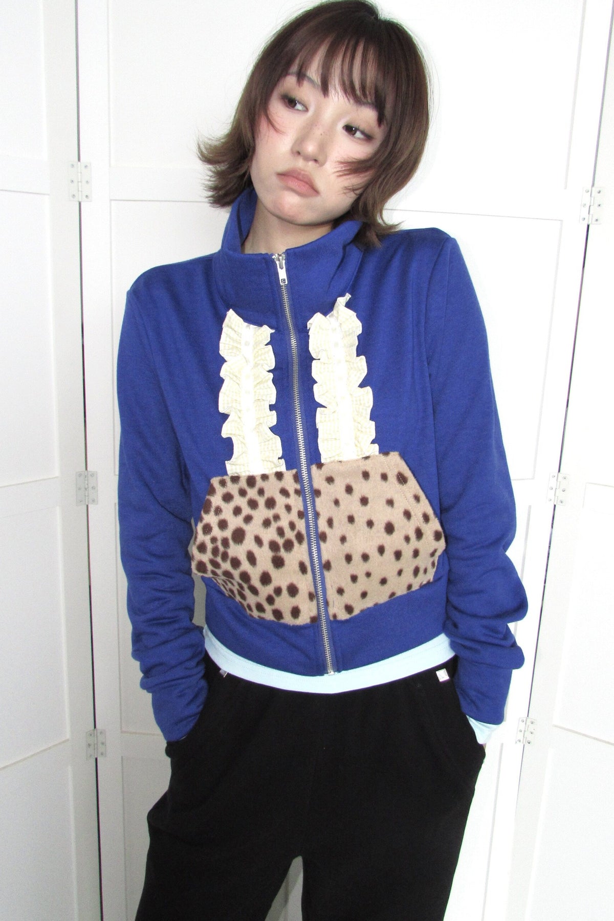 Deer Pattern Lace Trim Jacket