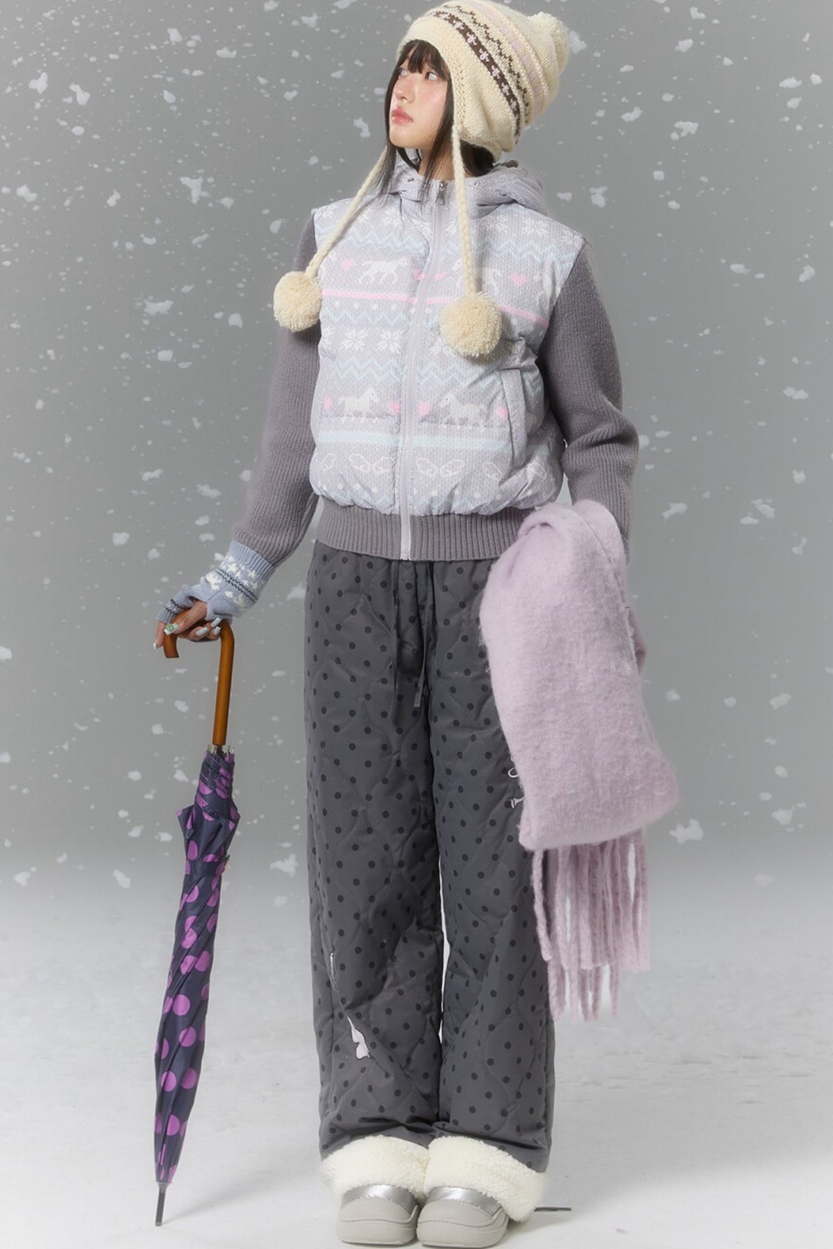 Fair Isle Sweater Down Coat