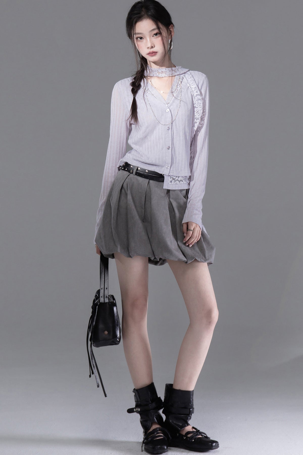 Lyocell Pleated Fluffy Bud Skirt