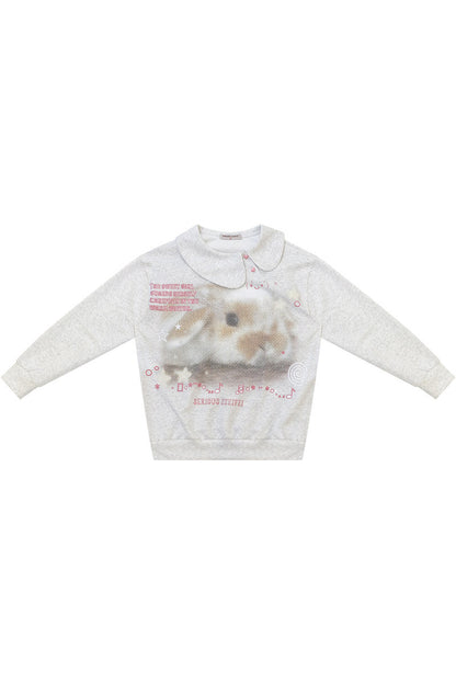 Polka Dot Rabbit Print Sweatshirt