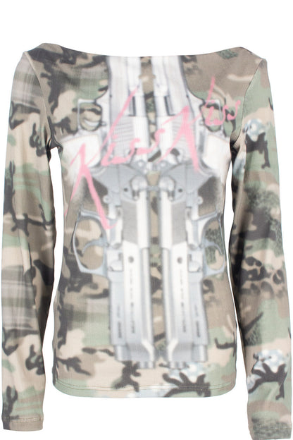 Wendbares Langarmhemd aus Camouflage-Jacquard