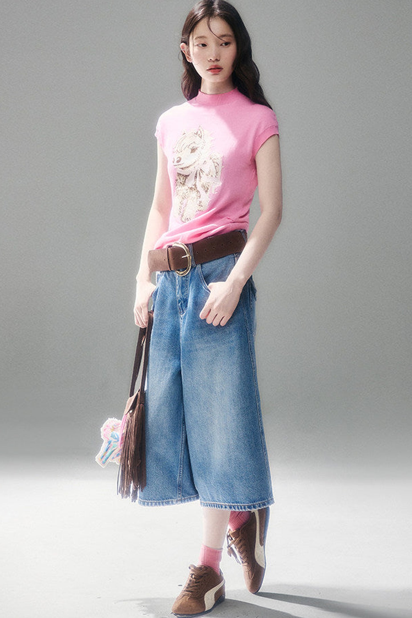 Bow-Tie Jacquard Cotton T-Shirt Set-Up