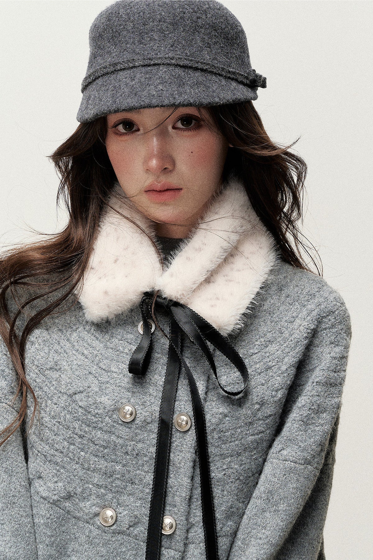 Retro Girl Bow Eco-Friendly Fur Collar