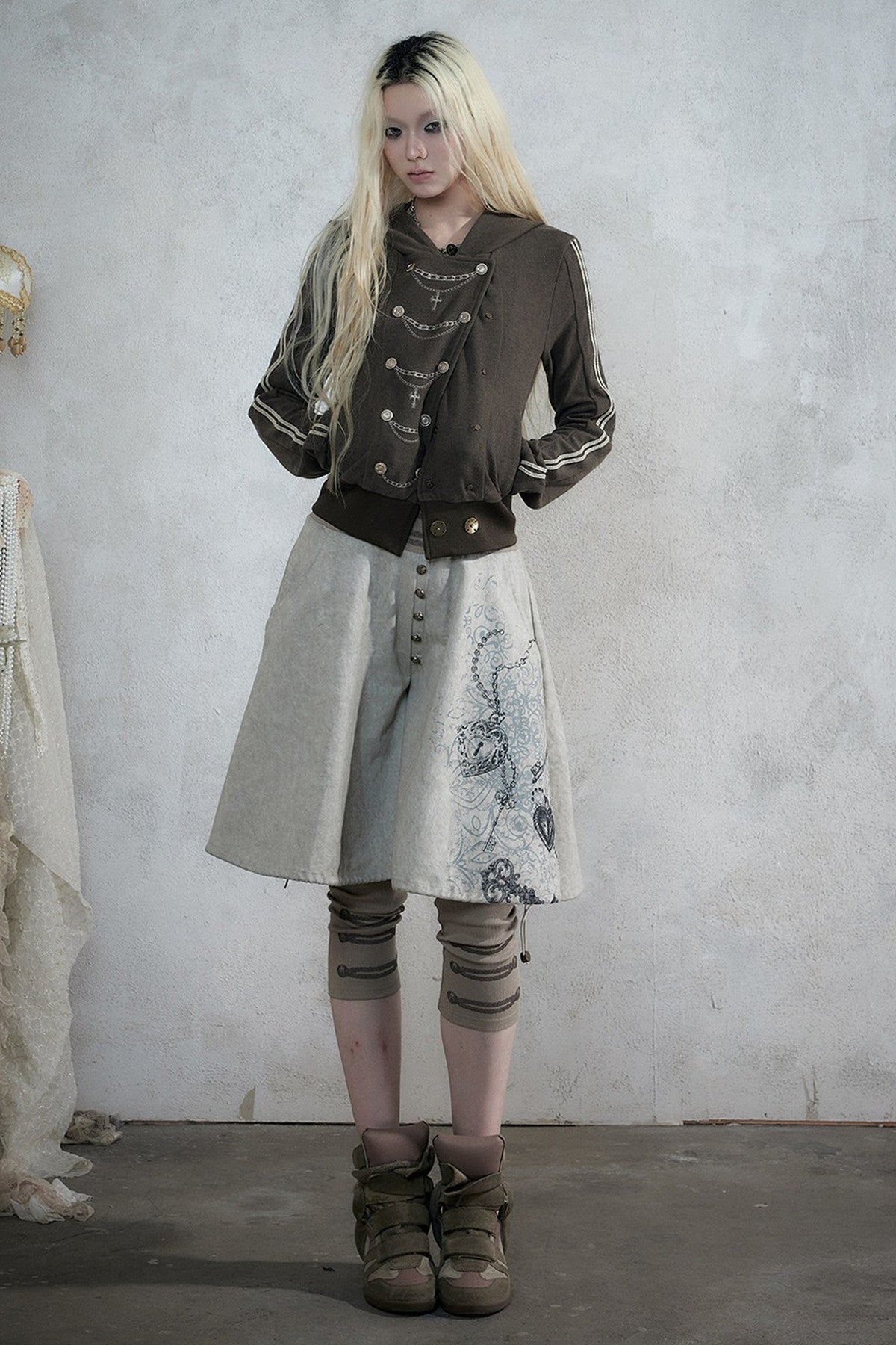 Punk Print Layered-Look Skirt