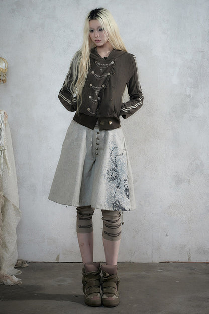 Punk Print Layered-Look Skirt