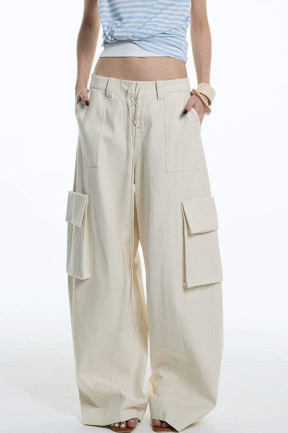 Oatmeal Curved Blade Cargo Pants