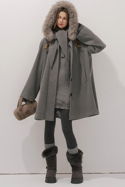 Fur Collar Wool Coat