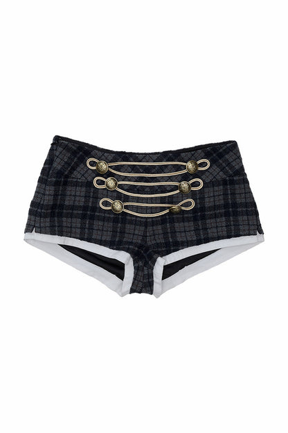 Plaid Wool Lace-Up Shorts
