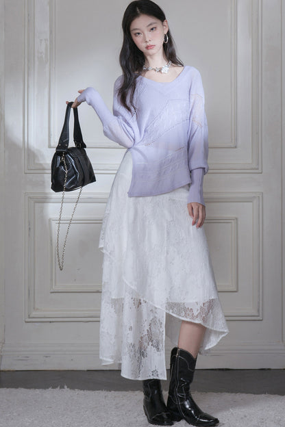 Asymmetrical Hem Floral Skirt