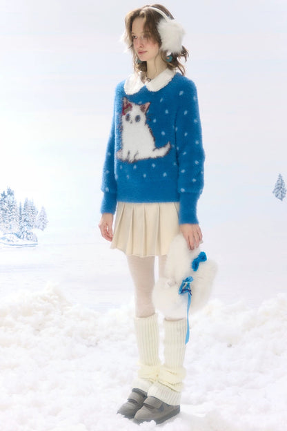 Pleated High Waist Woolen Skirt